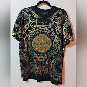 MENS SIZE LARGE Switch Remarkable Black & Gold Embellished Geometric Print Tee